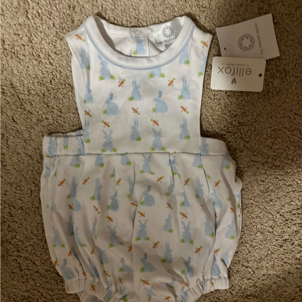 NWT The Proper Peony Blue Bunny Sunsuit